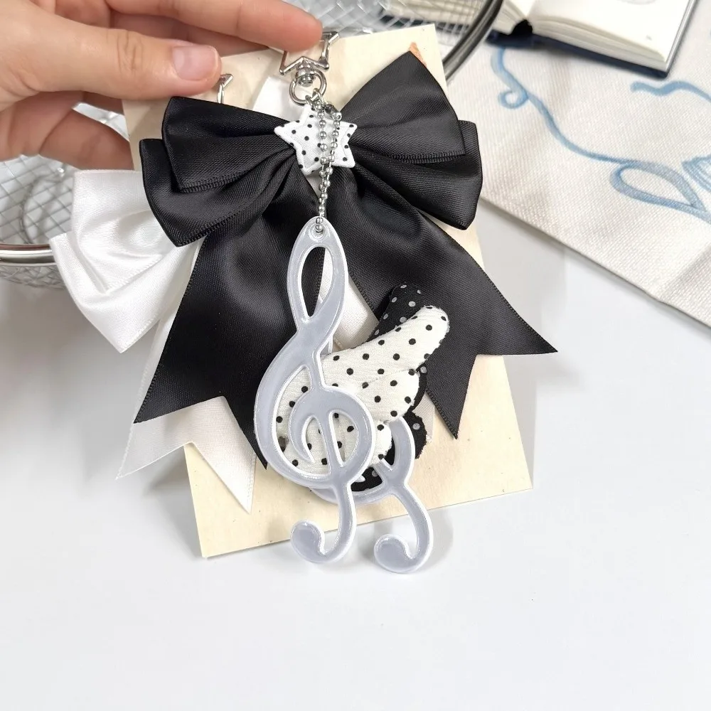 New Y2K Keychain Bag Charm Bow Polka Dot Print Pendant Keychain Decorative Key Ring