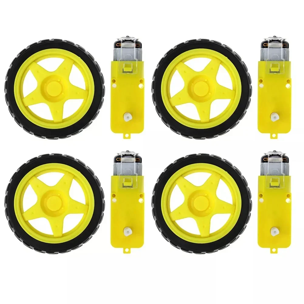 Smart Robot Car Plastic Tire Tyre Wheel w DC 6V Gear Motor Set for Arduino Longer Wheel and Motors Service Life