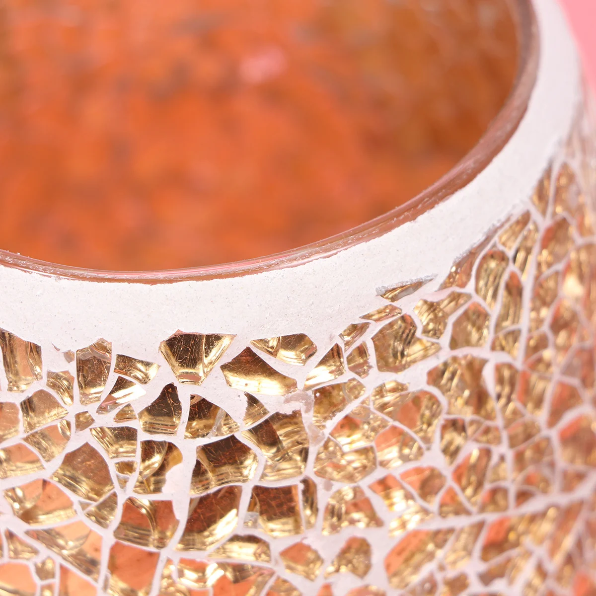 

Golden Mosaic Patch Glass Holder Tealight Cup Unique Design Decorative Home Relaxation Spa Aromatherapy Yoga Decor
