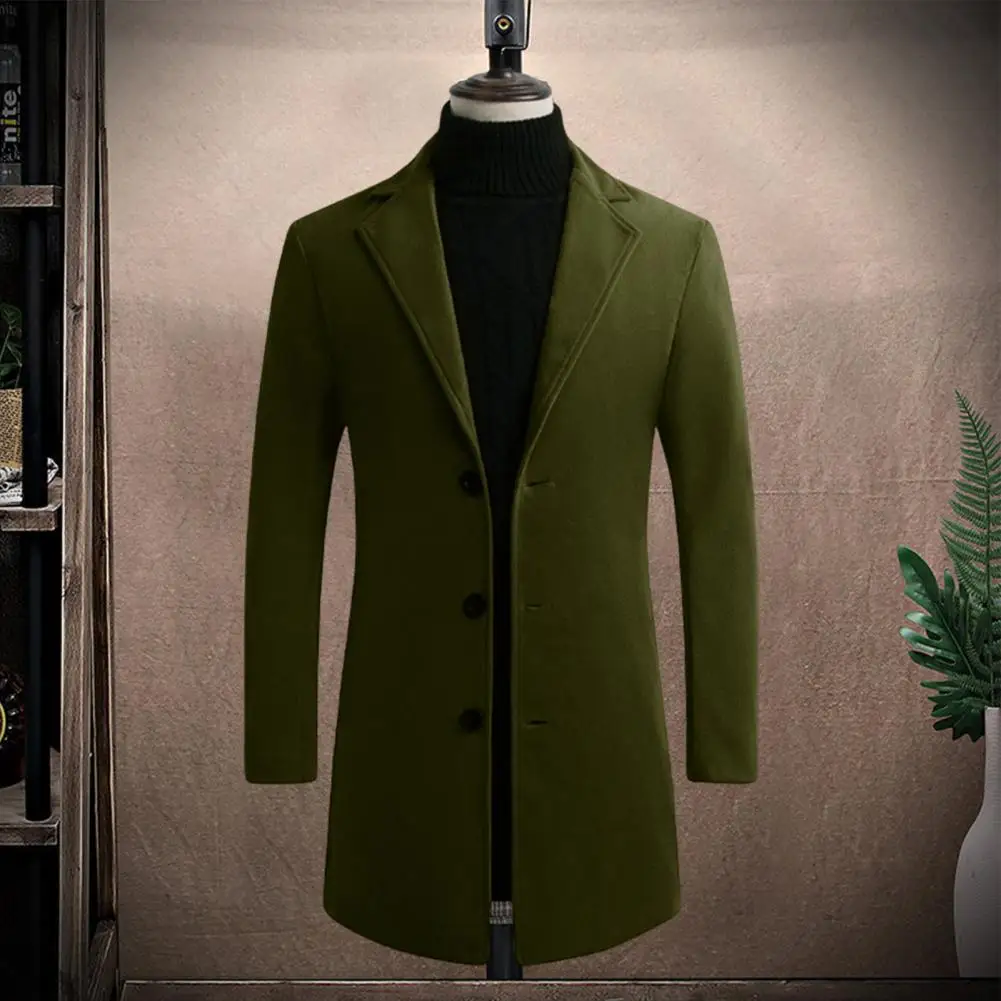 

Trendy Men Jacket Solid Color Warm Winter Jacket Slim-fitting Pure Color Coat