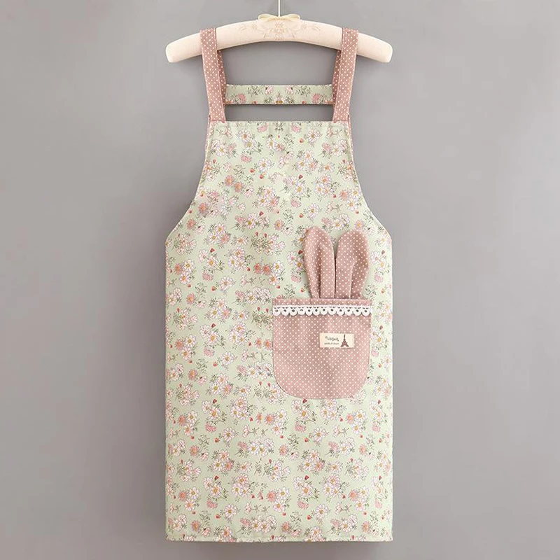 1PC Fashion Floral Bunny Ear Restaurant Kitchen Sleeveless Large Pocket Apron