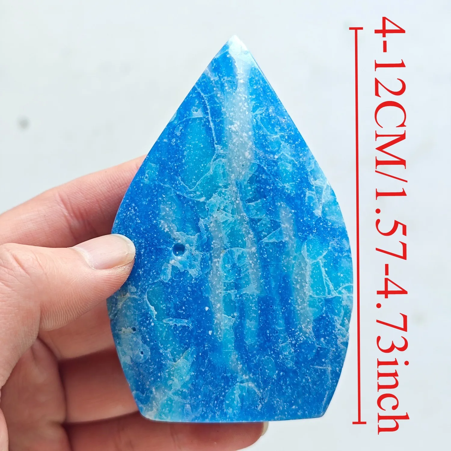 1pc Dominican Larimar Teardrop Carving with Blue & White Marbled, Suitable for Home Decor, Christmas, Easter, Halloween Gifts