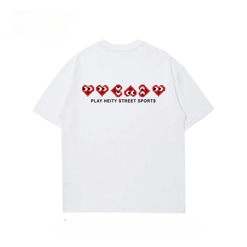 Trendy merk puur katoen bedrukt heren korte mouwen heren en dames cool heren los en veelzijdig T-shirt paar Amerika