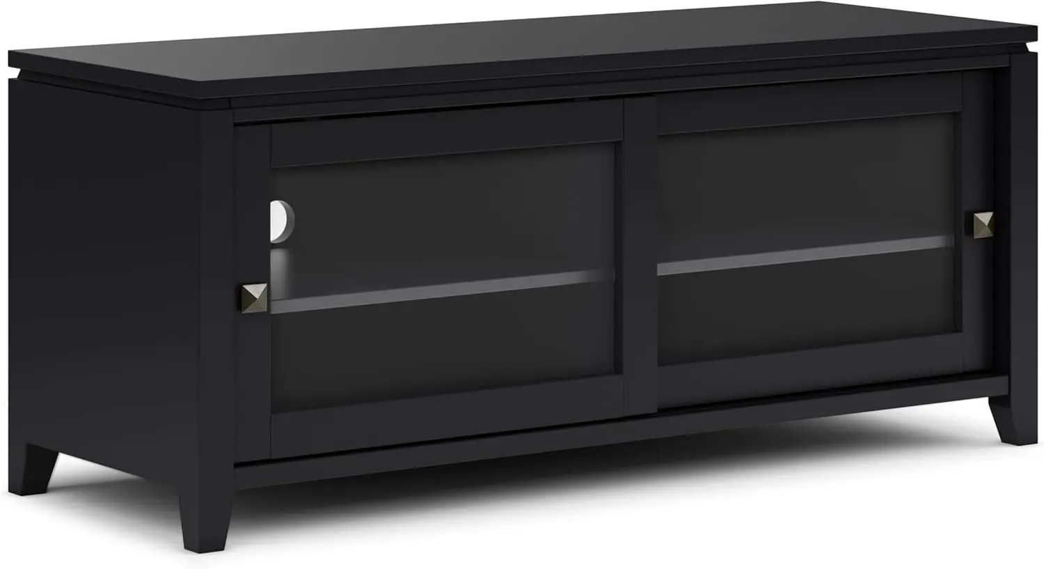 Simplihome Cosmopolitan Solid Wood 48 Inch Wide Contemporary Tv Media Stand In Black For Tvs Up To 55 Inch, For The Living Room