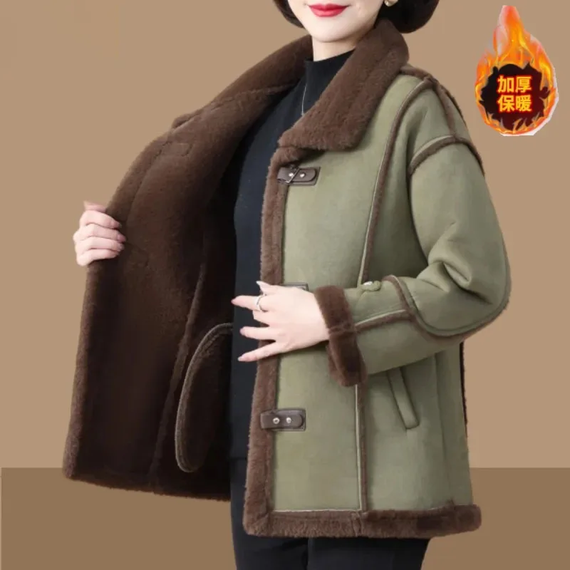 

Fashion Loose Stitching Fur One-Piece Warm Parker Coat Tops Winter New Plus Velvet Thicken Mink Velvet Jacket Women's Overcoat