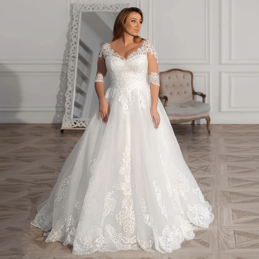 

Винтажное кружевное свадебное платье Vestido De Noiva с короткими рукавами и аппликацией Vestidos De Novia по индивидуальному заказу