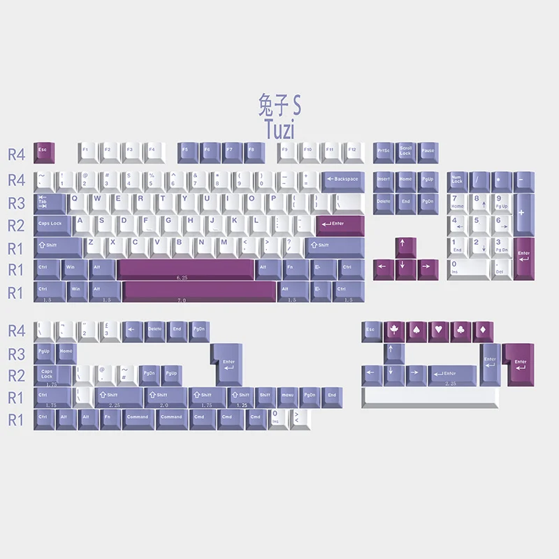 [Blue Sky] GMK theme Keycap Tuzi Cherry Profile Doubleshot ABS material 163keys for MX  Mechanicla keyboard