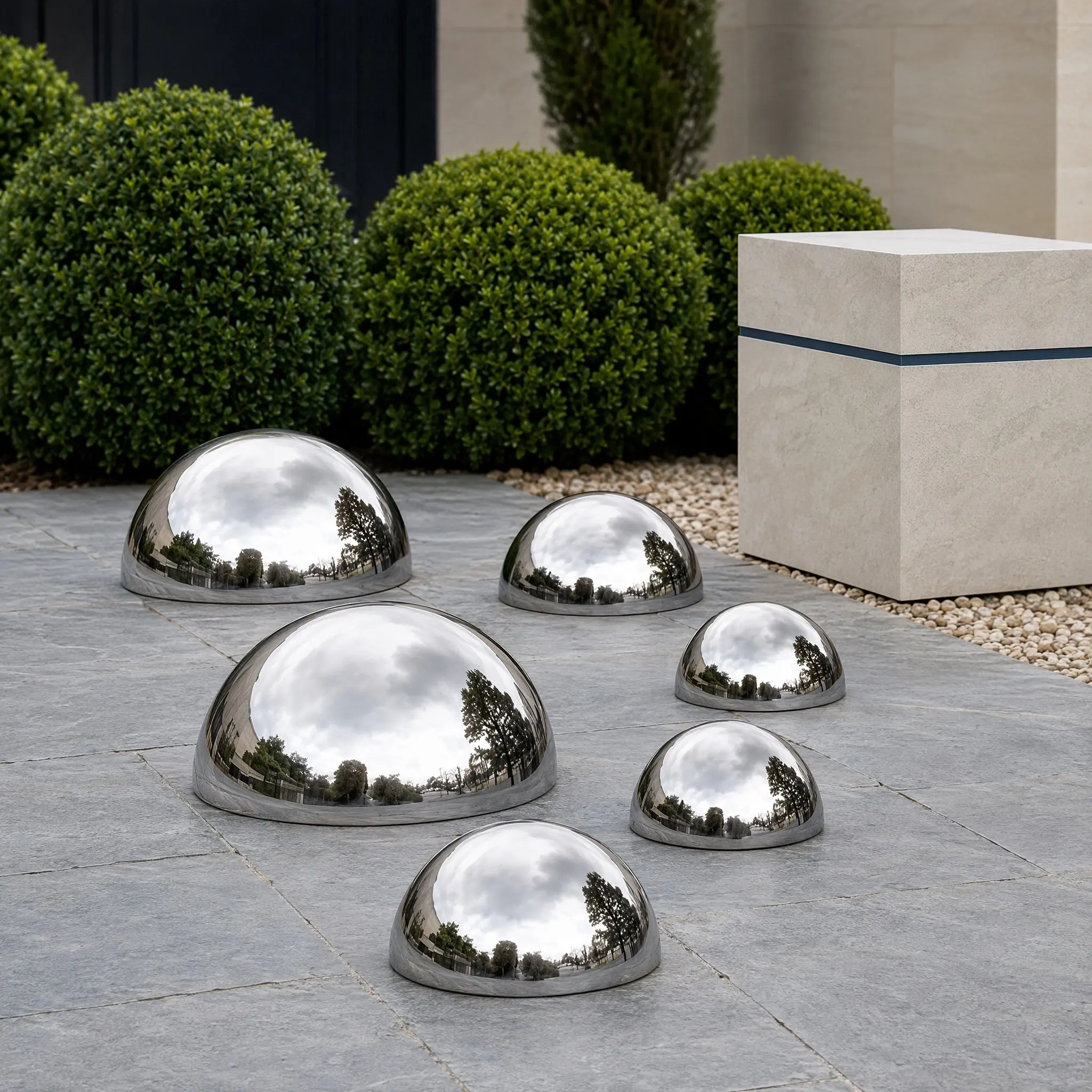 6Pcs Anti-Rust Stainless Steel Gazing Mirror Hemisphere Ball Garden Decoration Hollow Polished Reflective Sphere