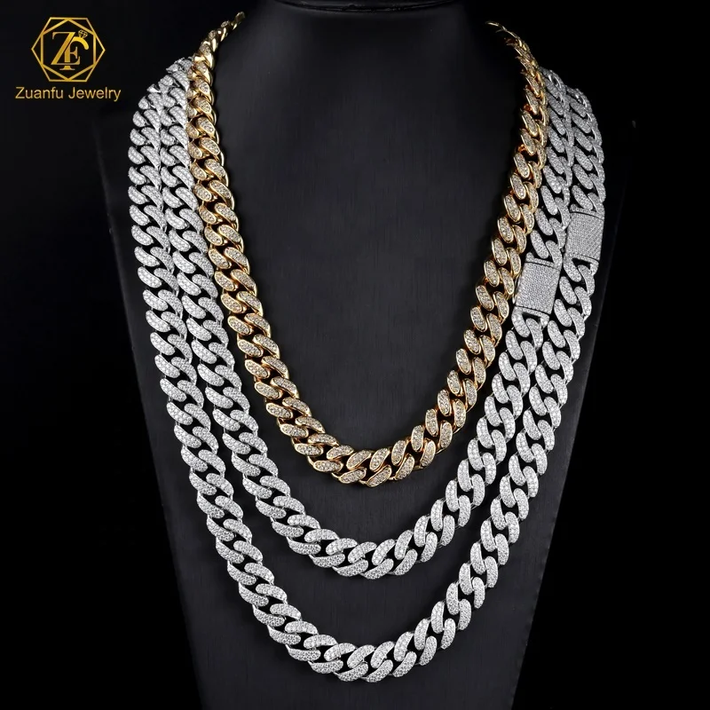 2 Rows Moissanite Prong Cuban Link Chain Necklace 12mm 15mm 925 Sterling Silver Iced Out Moissanite 8mm 20 Cuban Link Chai