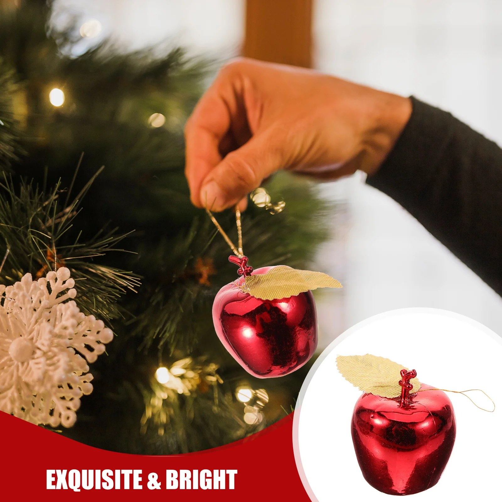 

Simulation Apple Pendant 4Cm Christmas Apple Hanging Ornament Plastic Bright Electroplated Xmas Tree Decoration Party Home