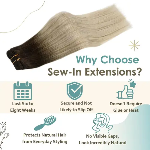 Imagen 2 del producto Mechones de cabello 100% humano, extensiones de trama, Rubio degradado, color 100g, sedoso, piel Remy recta, doble trama