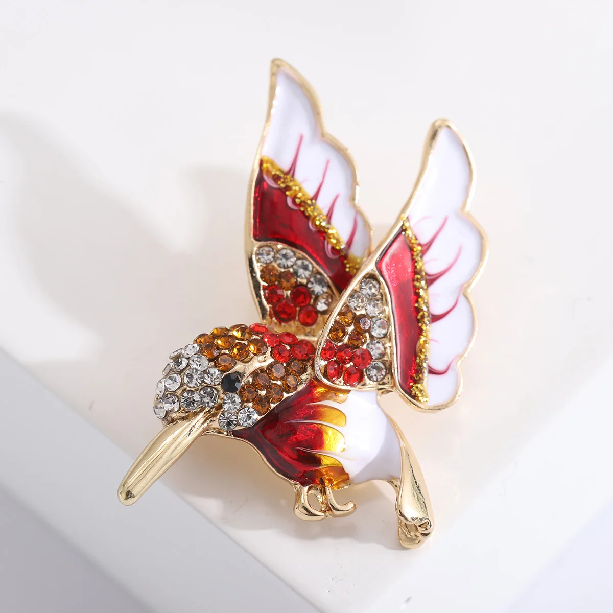 Trendy Rhinestone Hummingbird Brooches for Women Unisex Animal Pins Multi-color Available Office Party Accessories Gifts