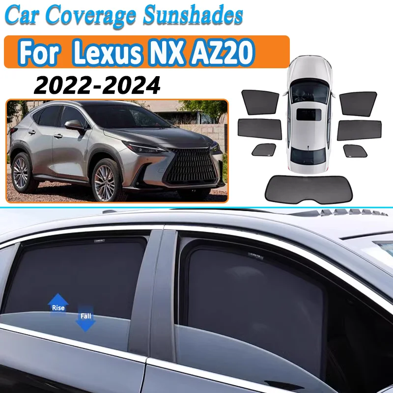 

For Lexus NX 350H AZ20 2022 2023 2024 Car Mesh Sun Shade Magnetic Sunshade Sun Visor Window Anti-UV Heat insulation Accessories