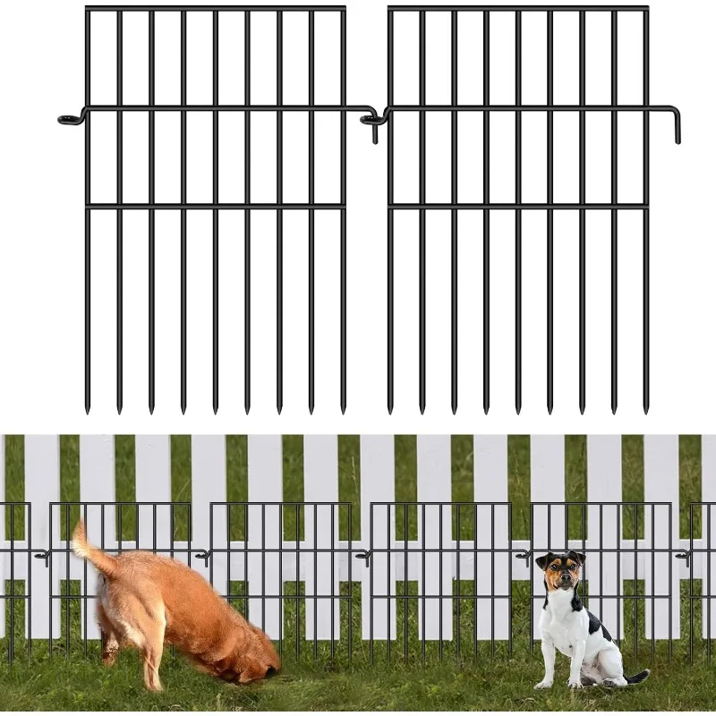 

25 Panels Garden Fencing Animal Barrier, No Diging Dog Fence Border,1.25in Spike Spacing Rustproof Metal Decorative Blocker