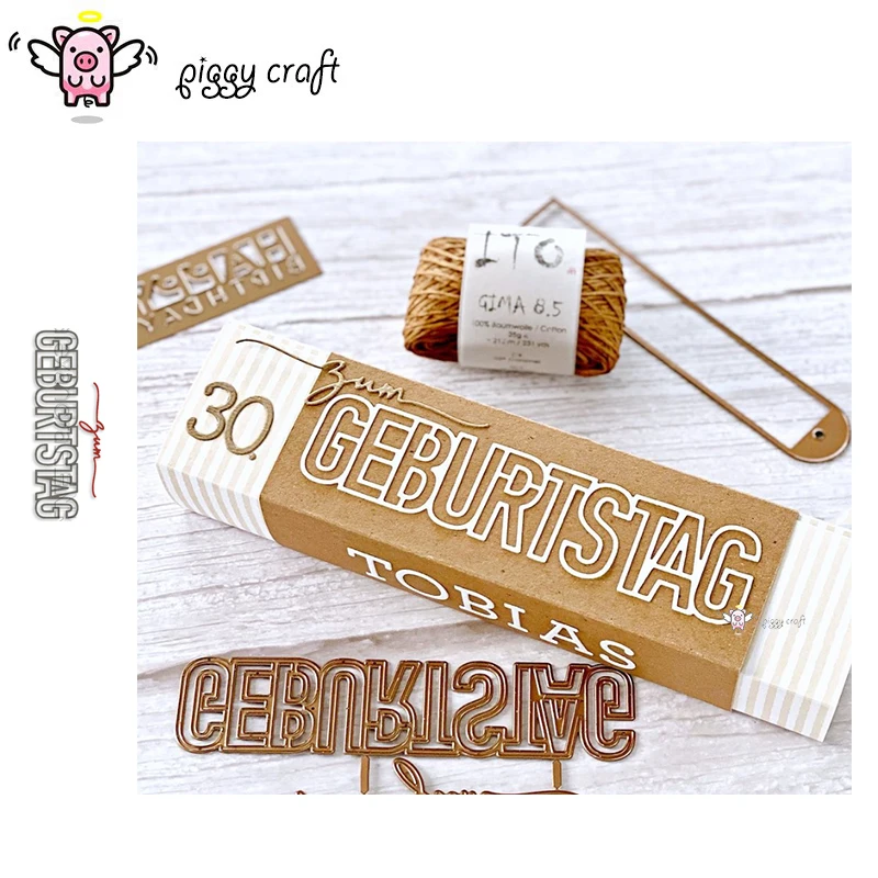 Troqueles de corte de metal Piggy Craft, molde de corte, letra de cumpleaños alemana, álbum de recortes, papel artesanal, cuchillo, molde, hoja, punzón, plantillas