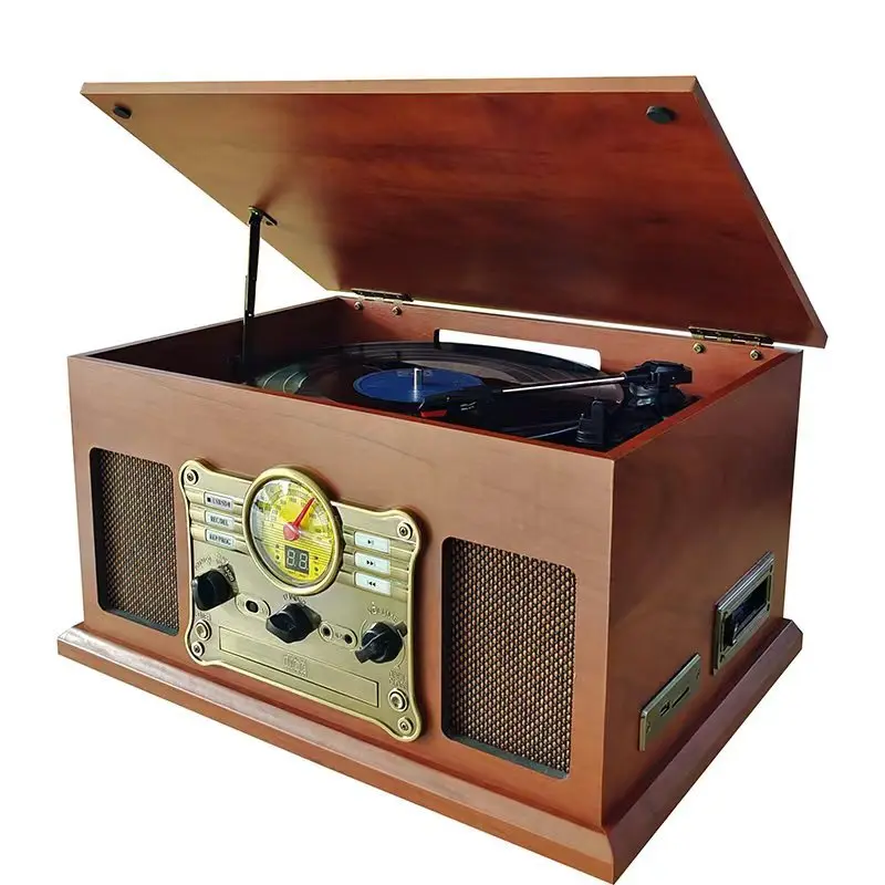 

Multifunction Vintage Gramophone CD Player Vinyl Record Player Radio Bluetooth Speaker