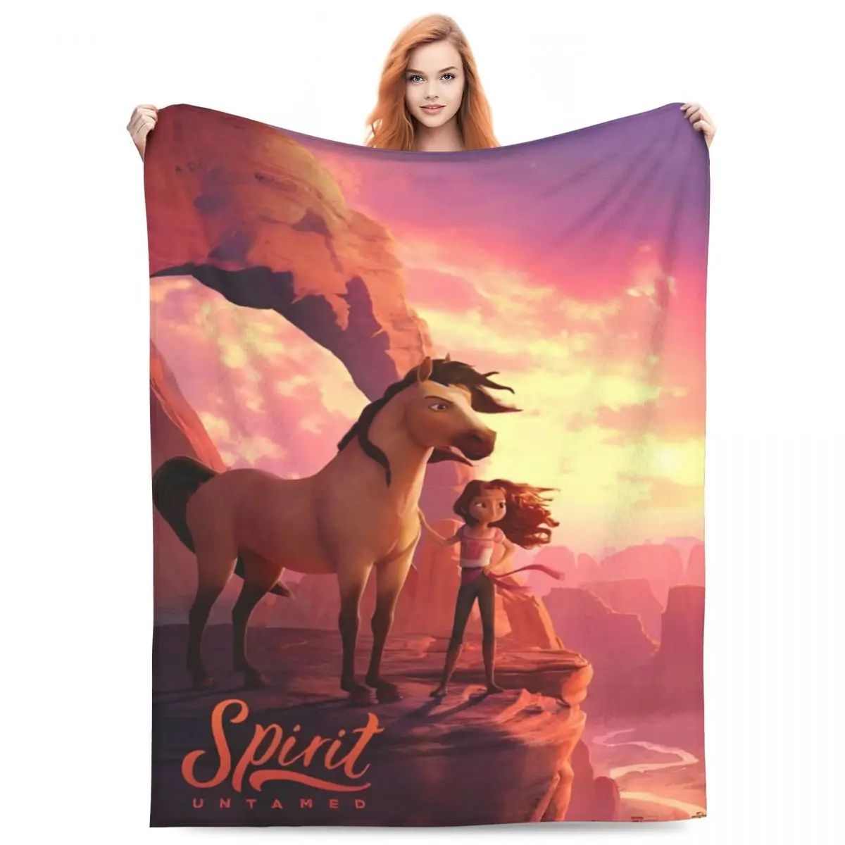 Spirit Riding Free Cartoon Horse Accessories Blanket Ultra Soft Throw Blankets Gifts For Friend