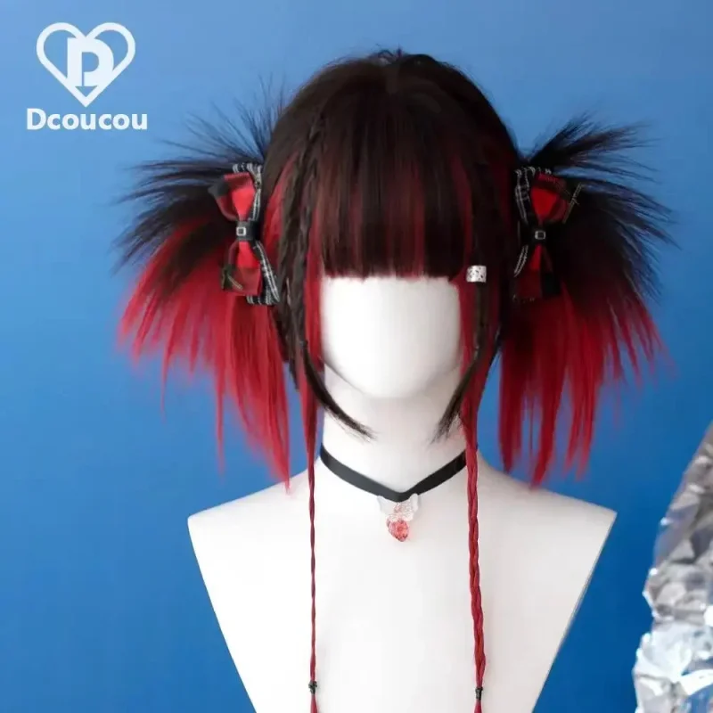 

xiaoxiao Ashely Women Straight Lolita Cute Braided Wigs Nature Colorful Y2K Cosplay Wig with Bands for All Kinds of Styl