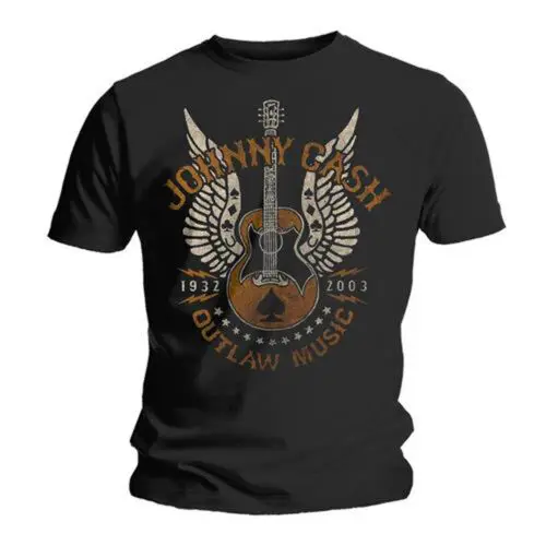 Johnny Cash Guitar Wings Outlaw Official Tee T-Shirt Mens