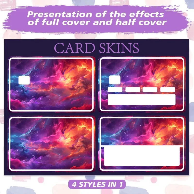 1Sheet Credit Debit Card Skin Sticker Cover Starry Sky Waterproof Scratch-Resistant and Attractive Card Skin Custom 4 Styles