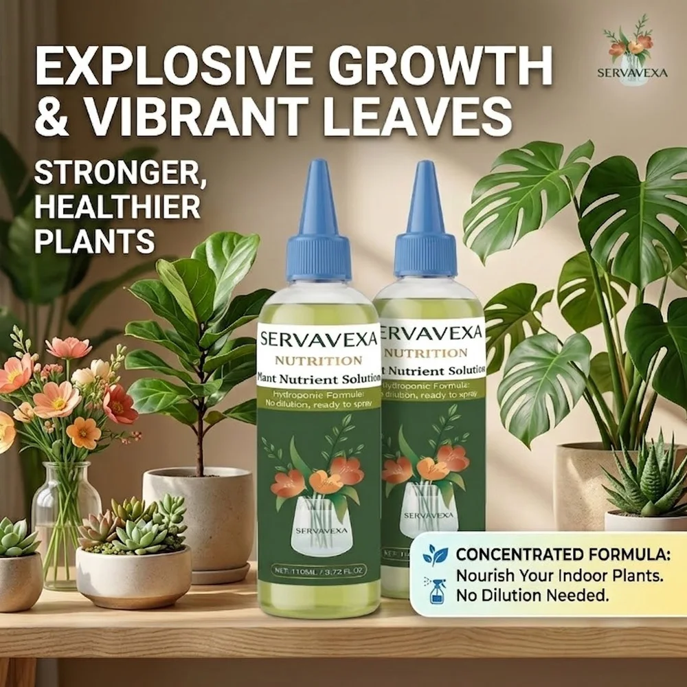 SERVAVEXA  110ml Plant Nutrient Solution Liquid Fertilizer for Indoor Plants No Dilution Growth Booster for Vibrant Leaves