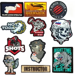 Tactical Night Time Wolf Armband Shots Shooting PVC Military Patches Hook&Loop Night Vision Skull Helmet Morality Backpack Badge