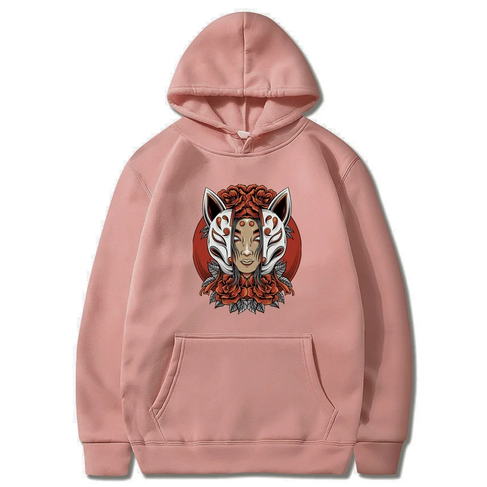 Hoodies Casual Mask Print Fashion Sweatshirts Harajuku Long Sleeve Hoody Couple Hoody Loose All-match Pullovers Tops Streetwear