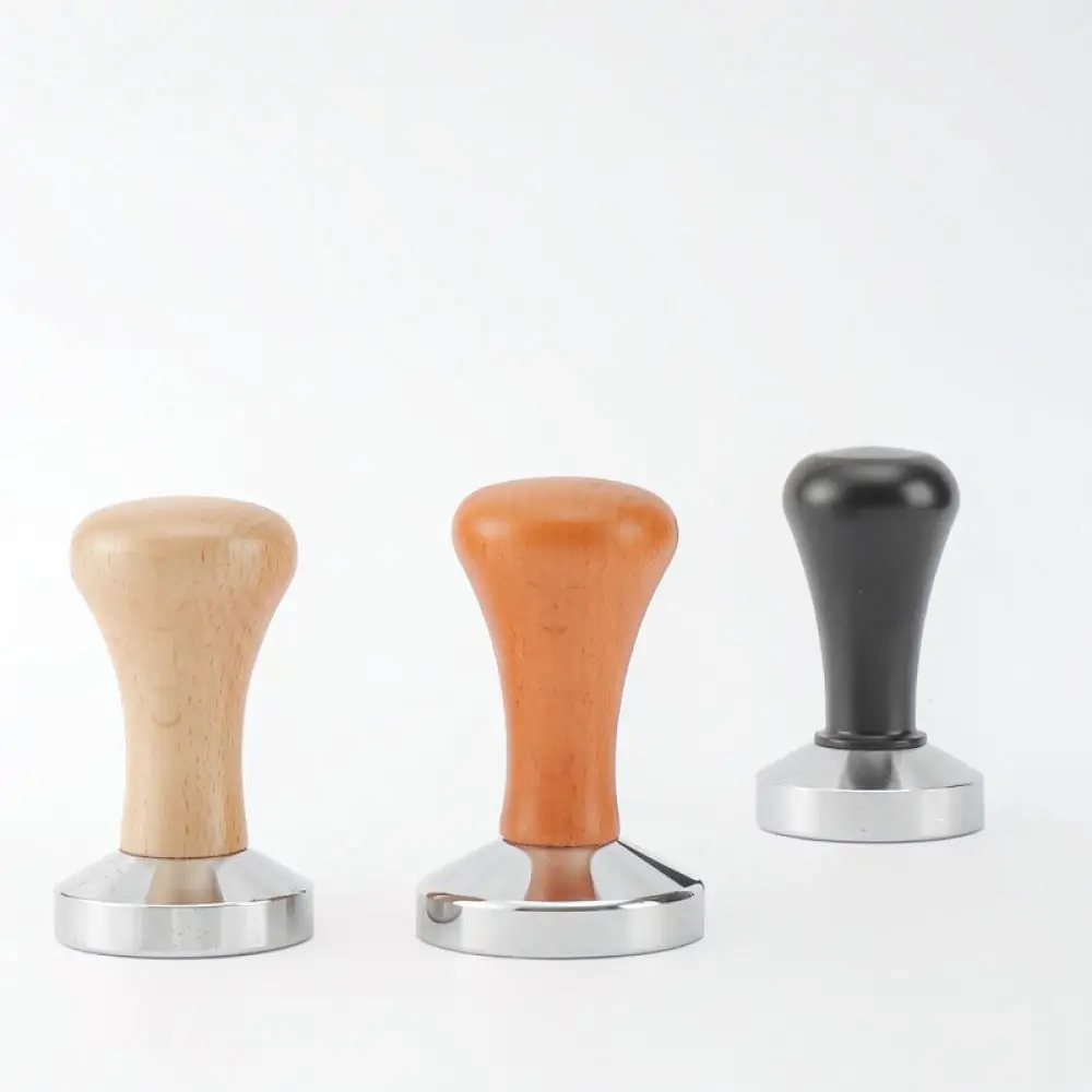 Coffee Tamper Espresso Distributor Solid Wood Handle Plated Alloy Base Manual Presser For Consistent Coffee Extraction