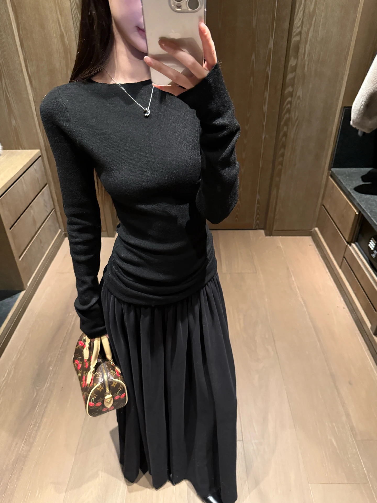 

Комплект из вязаного топа и юбки Buleng Long Sve для женщин: модный весенний наряд из хлопка и лайкры, прямой крой, футболка с круглым вырезом