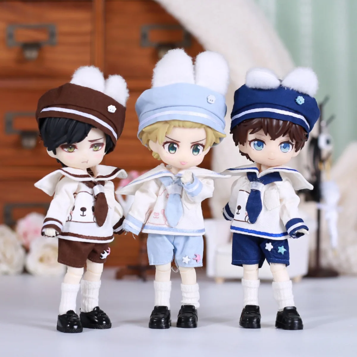 

Милый костюм моряка с кроликом для кукол BJD OB11 1/12, одежда и аксессуары для кукол, наряд для вечеринки, платье Changjing, игровые игрушки