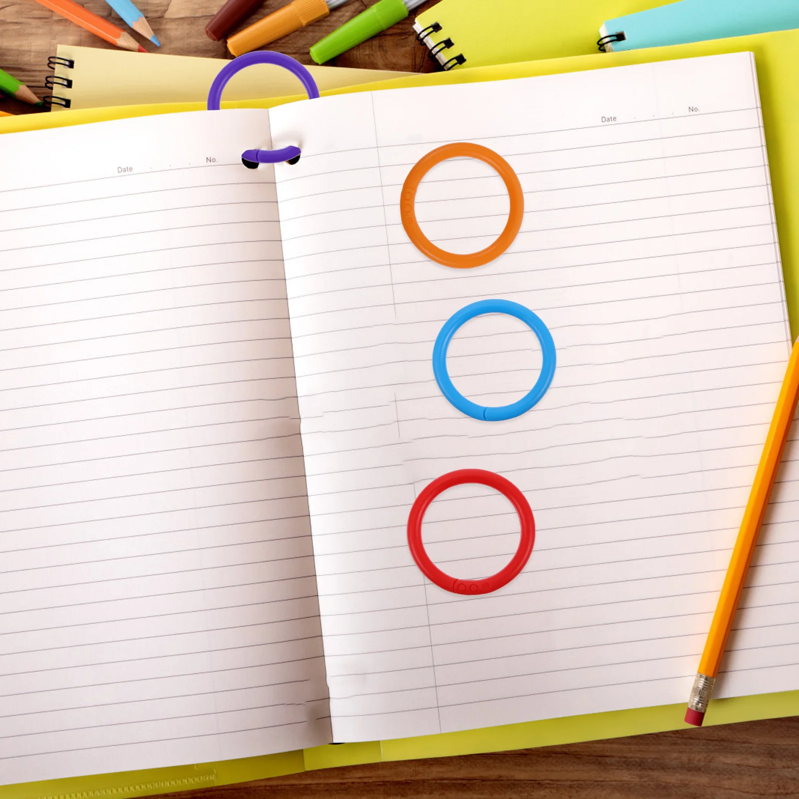 100 Pcs Loose Leaf Binder Rings Snap Ring for Paper Notebook Book Ring Colorful DIY Stationery Supplies Organizer