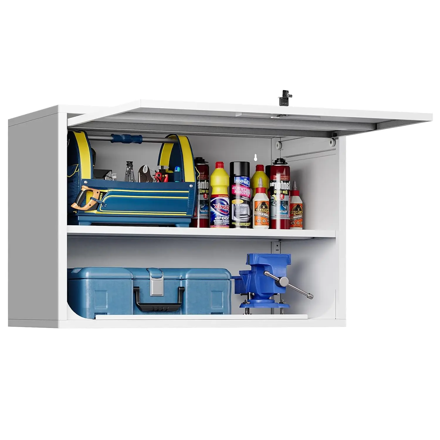 

White Metal Bathroom Wall Storage Cabinet Over Toilet Garage Upper Shelf,Customized