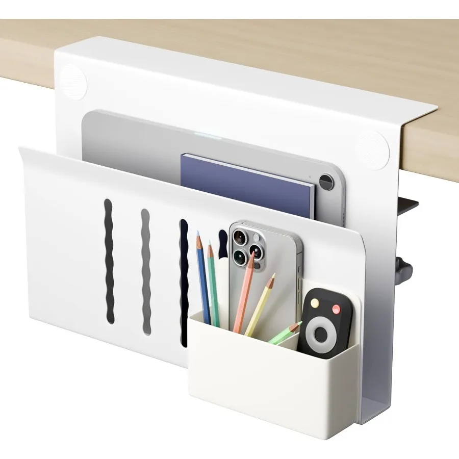 

Desk Side Storage Under Desk Laptop Holder No Drill Hanging Desk Organizer with Pen Holder ClampOn Table Side Tray Desktop Orga