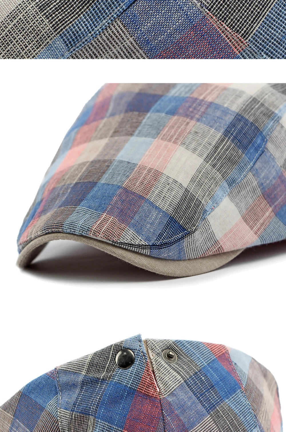 HT4629 Herren- und Damen-Baskenmützen, Vintage Künstler- und Malermütze, Karierte Baskenmütze, Verstellbare Ivy-Flatcap für Männer und Frauen, Frühling/Sommer 2026 Baskenmütze – Detail 13