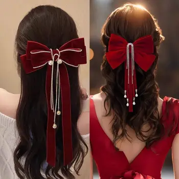 נשים יוקרה שיער אדום קליפ שיער חמוד קליפים שיער קליפים \ סירטוני בנות קשת סרט עניבות ראש פנינה עציצים