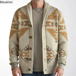 2026 Men's Thick Warm Cardigan Sweaters Oversized Harajuku Cartoon Knitted Sweater Pullover Male Streetwear Knitwear Men Tops