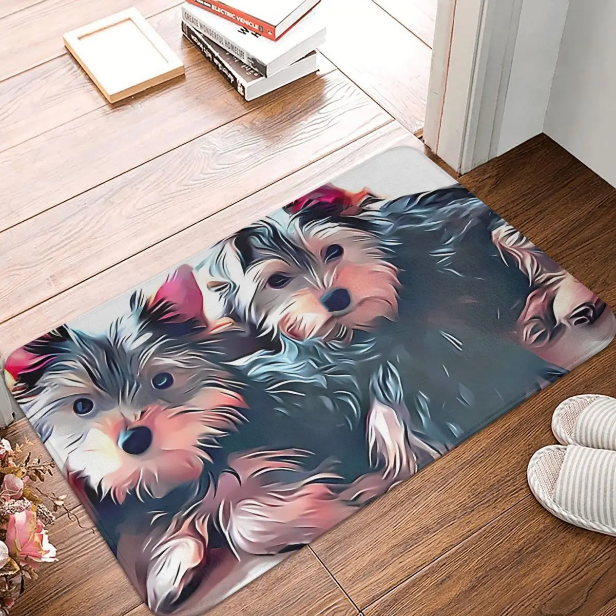 Yorkshire Terrier Kitchen Non-Slip Carpet Pups Living Room Mat Welcome Doormat Home Decoration Rug