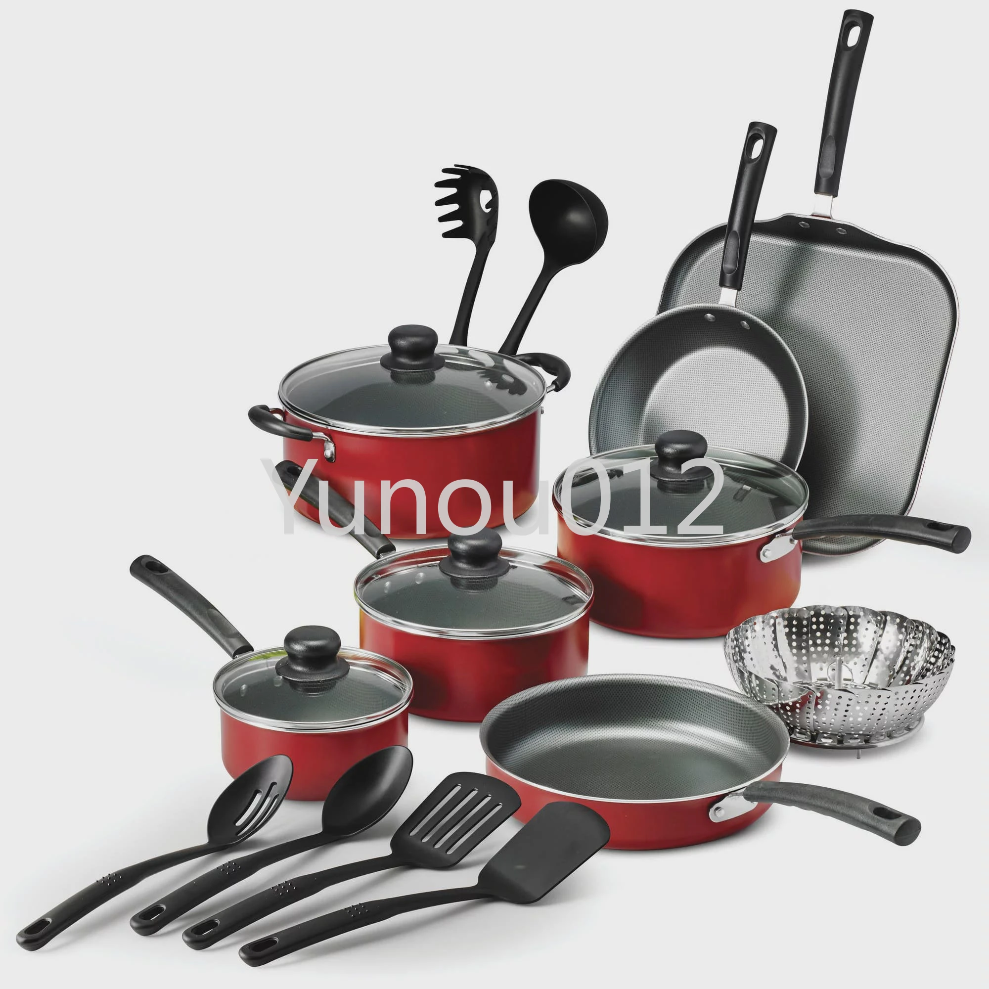 18 Piece Non-stick Cookware Set, Steel Gray Kitchen Pots and Pans