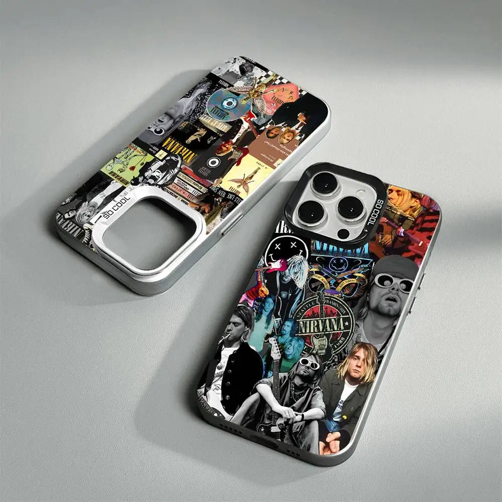 Fotografia 7: Capa de Celular Clássica Hot Band N-Nirvanas Rock Colorida para iPhone 17 16 15 14 13 12 11 Pro Max Plus Pro Shell
