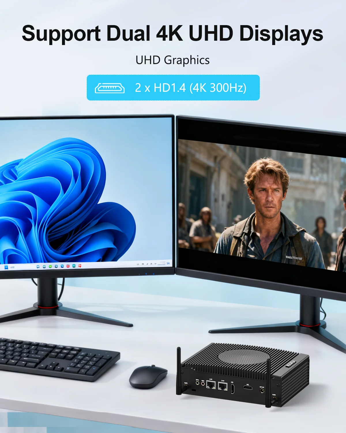 Gaming Mini PC Fan HYSTOU Intel Core I5 8350u DDR4 32G MAX NVME SSD RS232 COM RJ45 LAN 4K 32Hz HD DP Win10/11/Linux/Qnbes