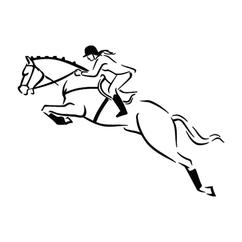 Horse Racing Polo Jumping Horseback Decorative Stickers Creative Cartoon Car Stickers Accessories Black/white,17cm*12cm
