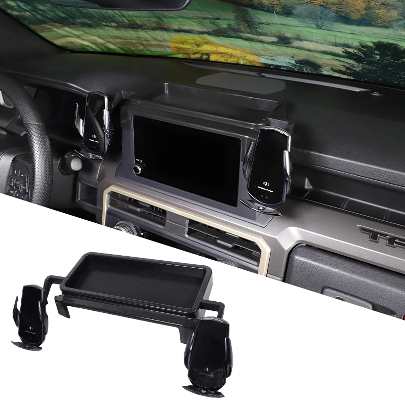 Für Toyota Tacoma 2024-2026 Doppel-Telefonhalter mit Basis für Kabelloses Laden, Aufbewahrungsbox, Auto-Bildschirm-Organizer-Zubehör