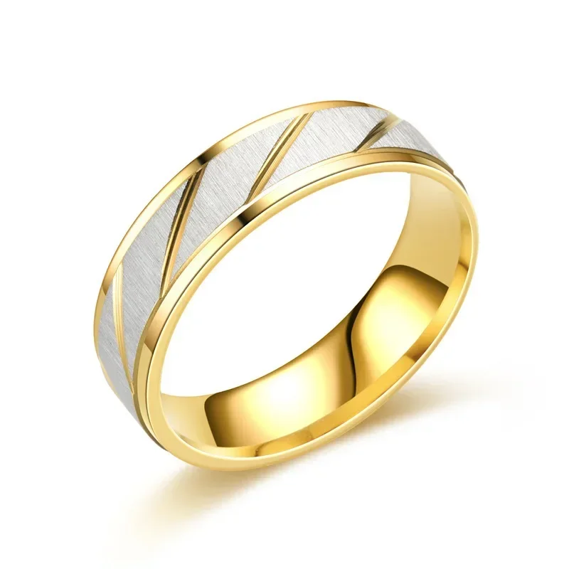 Edelstahl Gold Farbe Wellenmuster Paar Ring Titan Stahl Hochzeit Verlobungsring Versprechen Ring Schmuck Geschenk