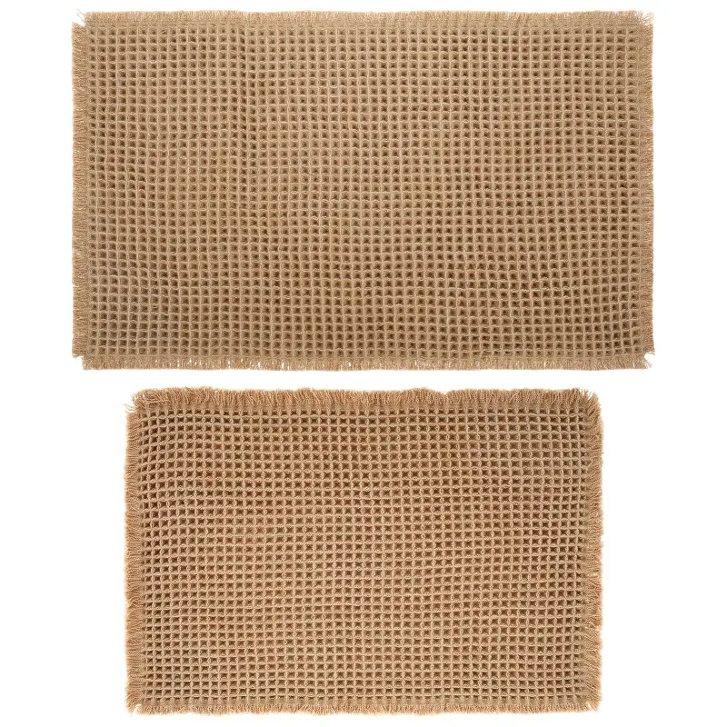 ใหม่ Double Layer วาฟเฟิลพรมห้องน้ํา Anti Deformation ดูดซับน้ําเสื่ออาบน้ํายางกันลื่นได้รับการสนับสนุน Bath เสื่อชั้น