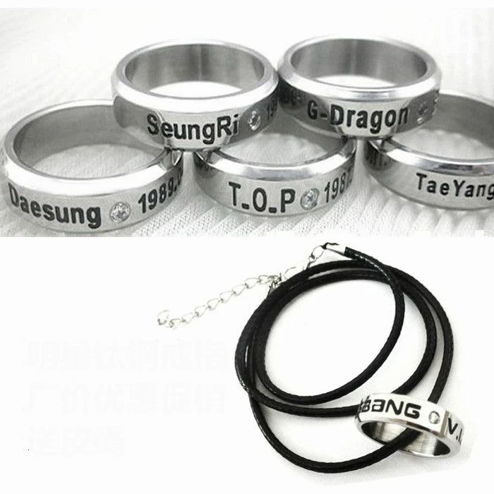 KPOP Taeyang  SOL G-Dragon GD T.O.P Daesung V.I.P Ring Necklace Popular Boys Group  BIGBANG Member Birthday stainless steel Ring