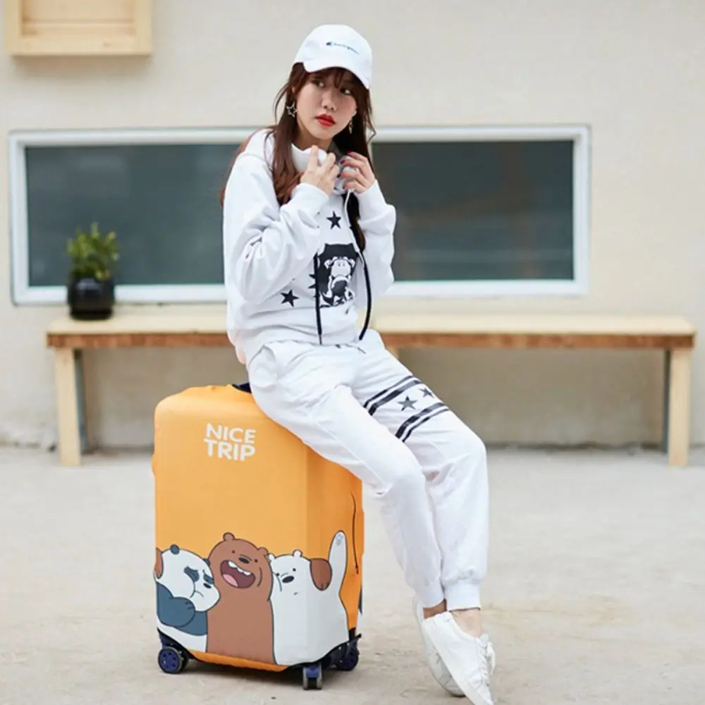 Cartoon Bear Luggage Protective Cover High Elasticity Painting Pattern Trolley Suitcase Dust Sleeves Dacron Travel Accessories