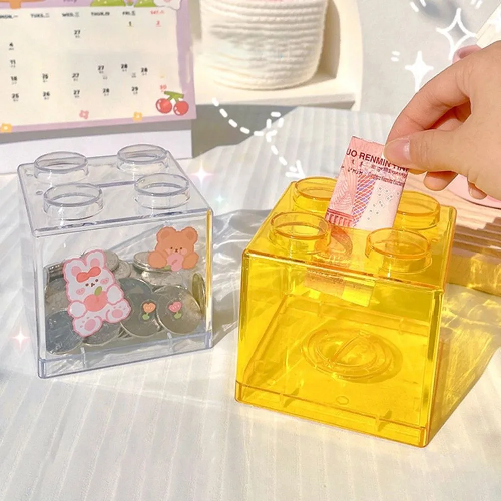 INS Home Decor  Gift Boy Girls Change Box Money Saving Box Coin Bank Storage Box Building Block Coin Box