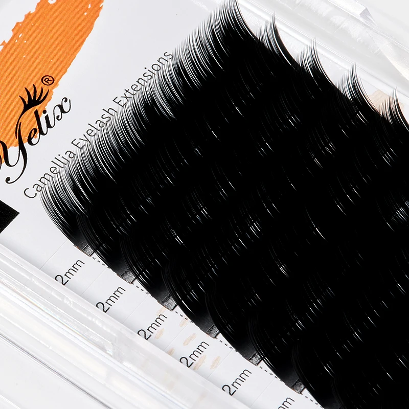 Yelix 천연 동백 속눈썹 연장 LB LU LC L 컬 간편한 팬 속눈썹 연장 러시안 볼륨 미리 만들어진 거짓 속눈썹