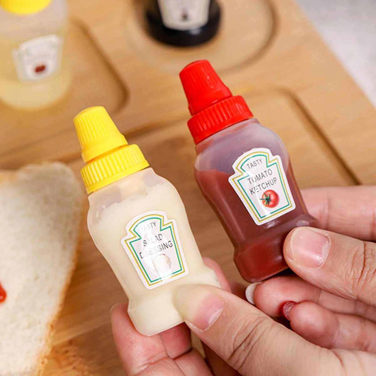 4/12 قطعة زجاجة صلصة الطماطم الصغيرة، 23 مل زجاجة ضغط التوابل، زجاجة حاوية بلاستيكية محمولة، مناسبة للبالغين والمكاتب #1