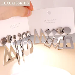 LUXUKISSKIDS Silver Color Dangle Earrings Geometric Tassel Drops Trendy Pendient Gorgeous Elegant Gothic Jewelry For Women Party